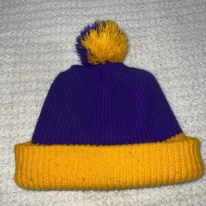 Vibrant Purple and Yellow Women's Pom-Pom Beanie
